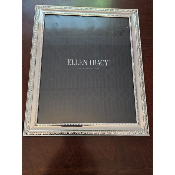 Ellen Tracy 8" X 10" Enchante Silver Picture Frame With Elegant Beaded Design - Picture 1 of 6